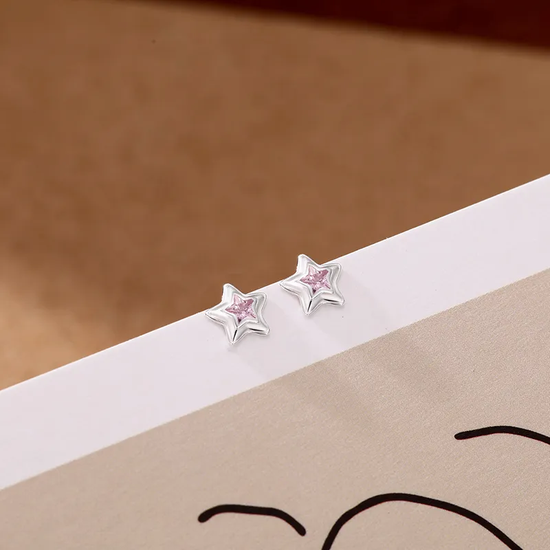 Hi There S999 Silver Stud Earrings Women's-5