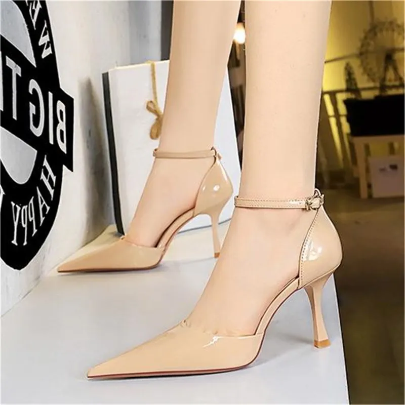 BIGTREE Flared Heel High Heels 8cm Women's-7