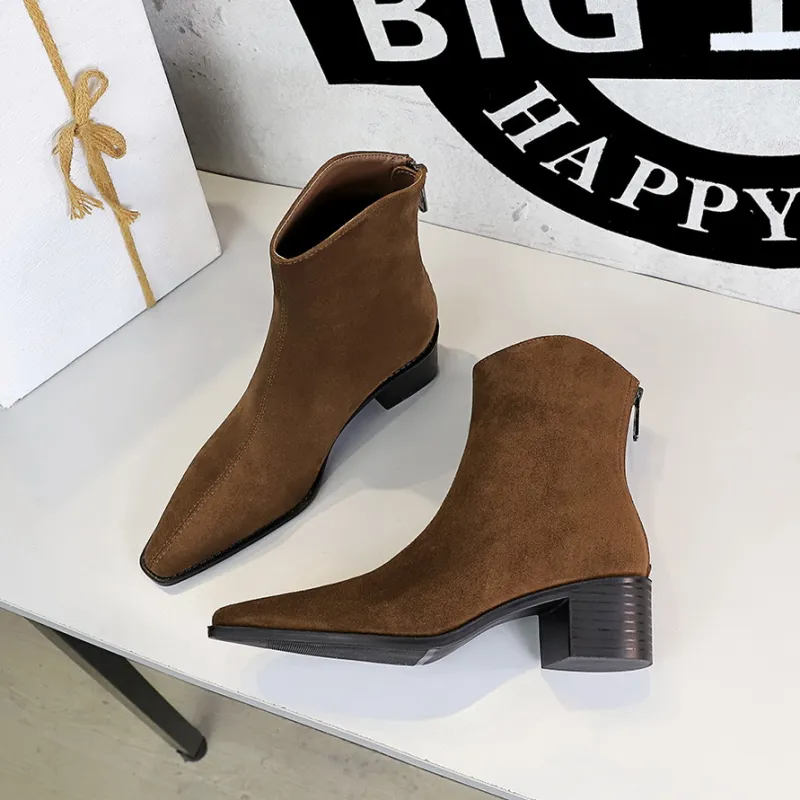BIGTREE Ankle Boots Women's Black/Dark Brown-6