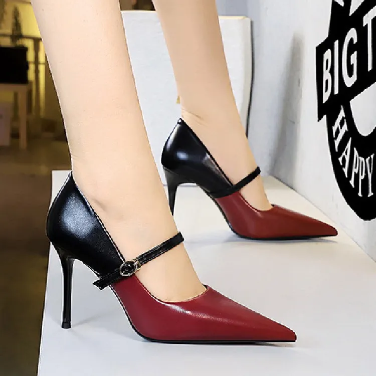 BIGTREE High Heels Women's Black Brown Ecru Burgundy-7