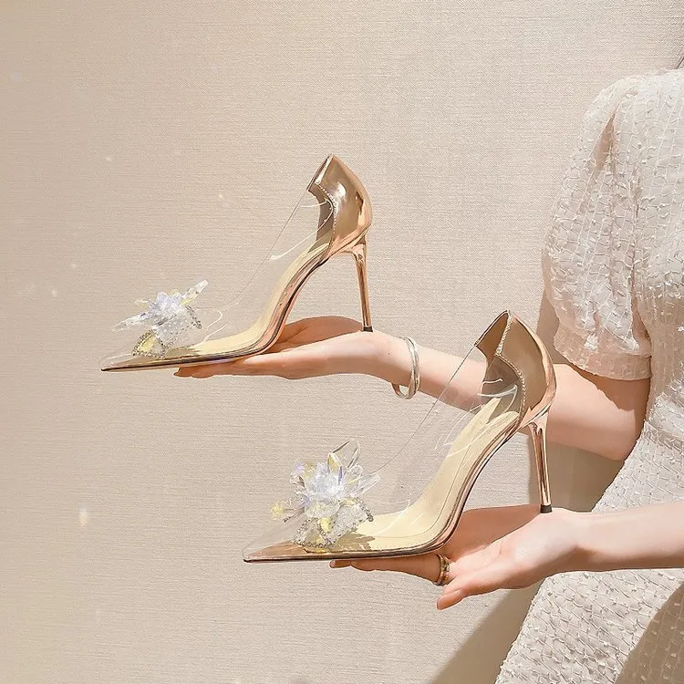 BIGTREE High Heels Women's Champagne Gold-2
