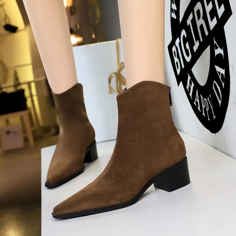 BIGTREE Ankle Boots Women's Black/Dark Brown-5