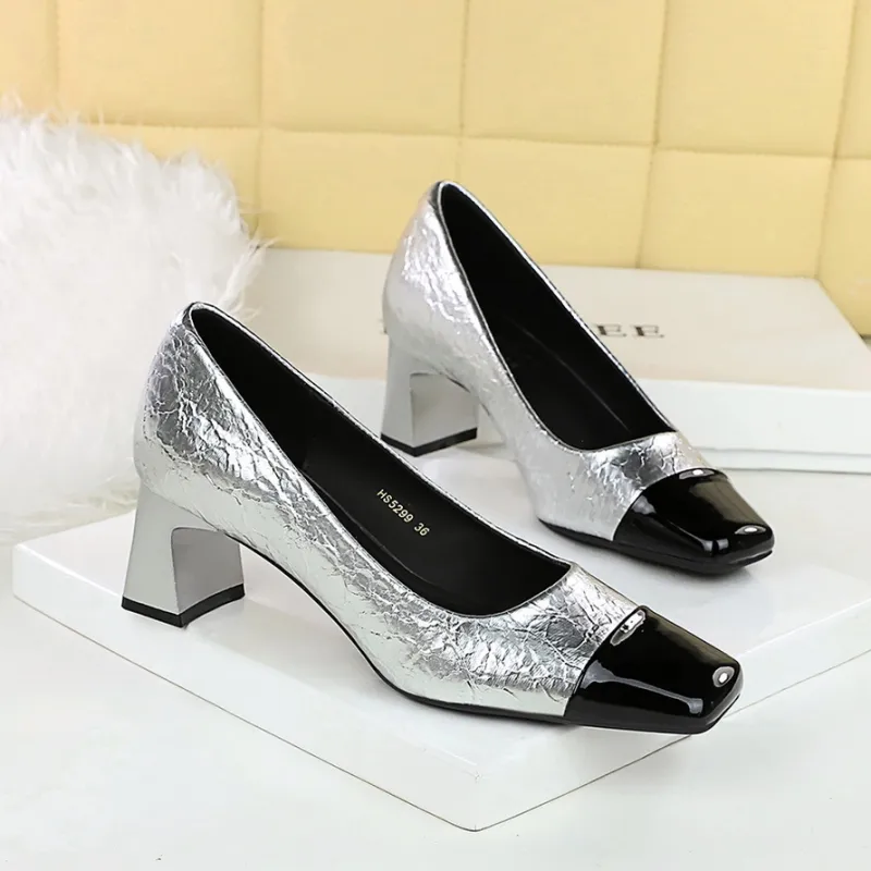 BIGTREE Chunky Heel High Heels Women's-1