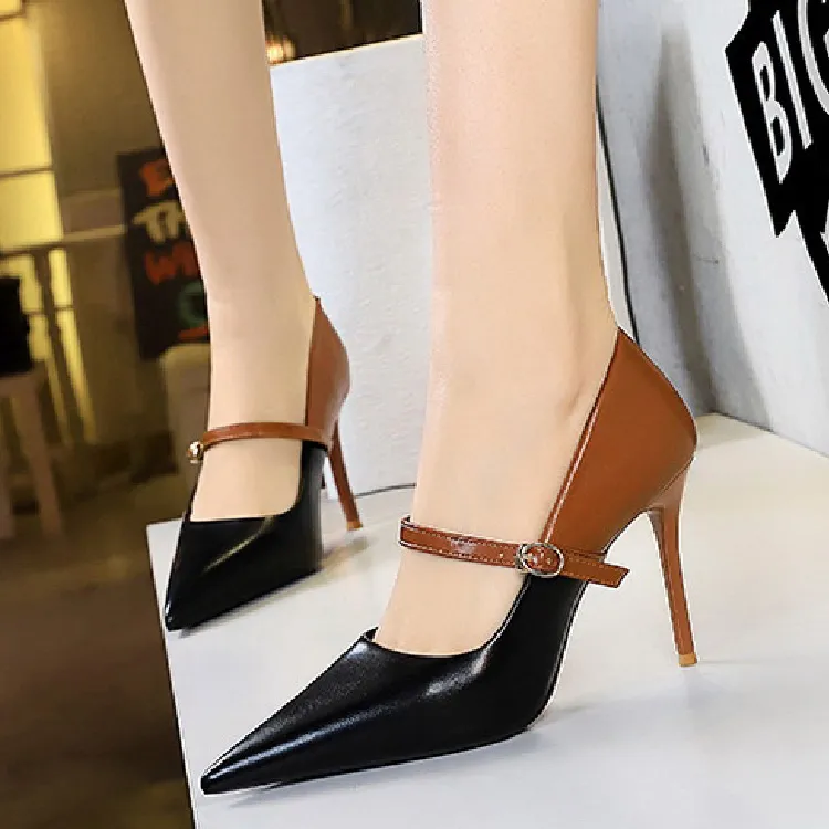 BIGTREE High Heels Women's Black Brown Ecru Burgundy-3