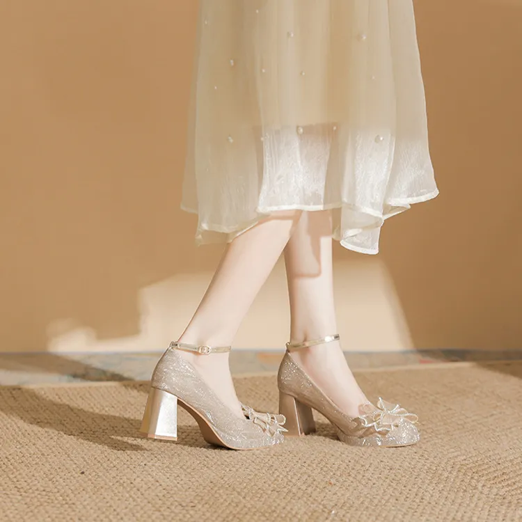 BIGTREE Chunky Heel High Heels Women's-3