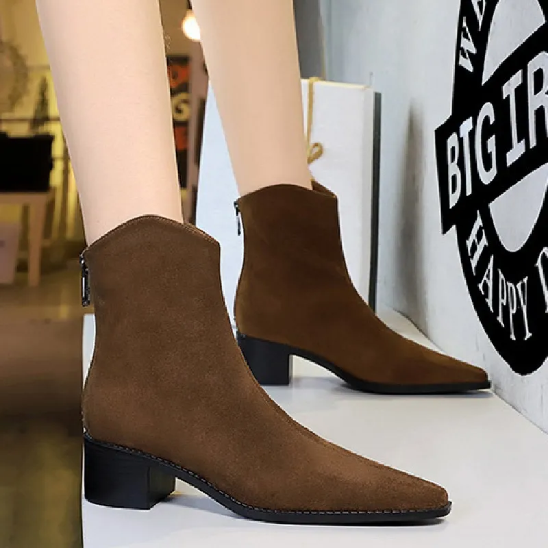 BIGTREE Ankle Boots Women's Black/Dark Brown-7