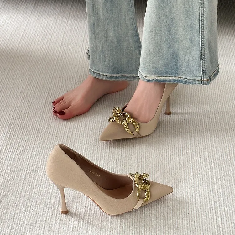 BIGTREE Slim Heel High Heels Women's-1