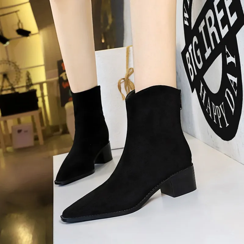 BIGTREE Ankle Boots Women's Black/Dark Brown-1