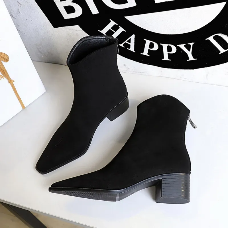 BIGTREE Ankle Boots Women's Black/Dark Brown-2