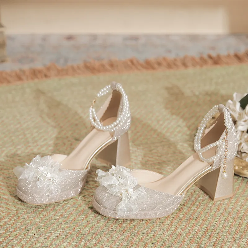 BIGTREE High Heels Women's Silver/Champagne-5