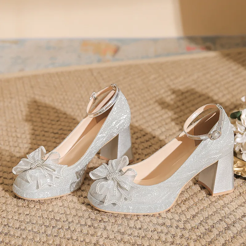 BIGTREE Chunky Heel High Heels Women's-6