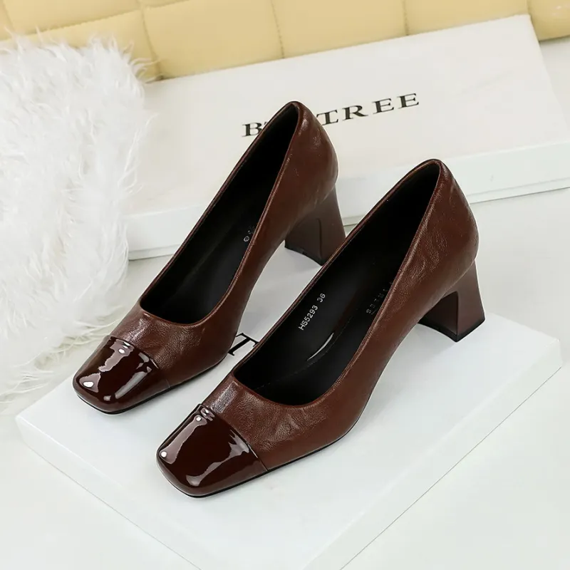 BIGTREE High Heels Women's Dark Brown/Black-2