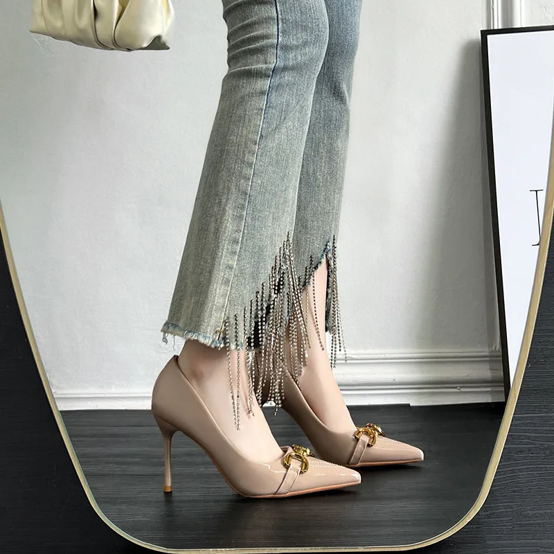 BIGTREE High Heels Women's Nude/Black-2