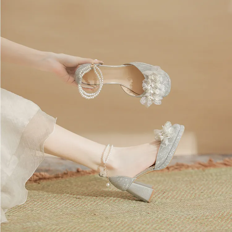 BIGTREE High Heels Women's Silver/Champagne-3