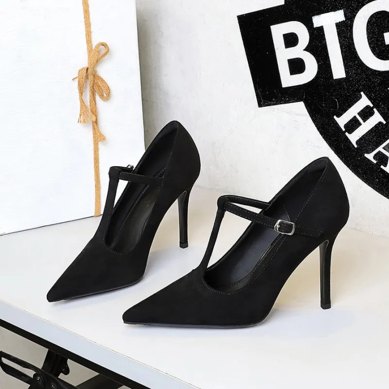 BIGTREE Slim Heel High Heels Women's-1