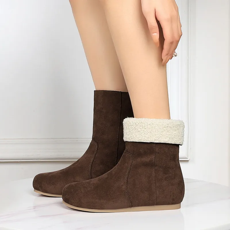 BIGTREE Ankle Boots Women's Apricot/Coffee/Black/Caramel/Khaki-3