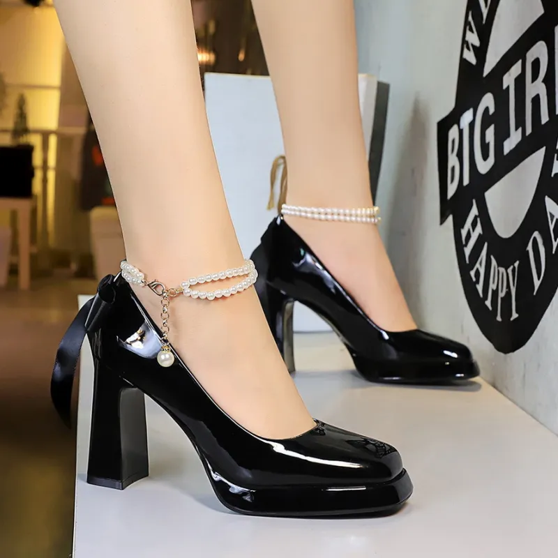 BIGTREE Chunky Heel High Heels Women's-6