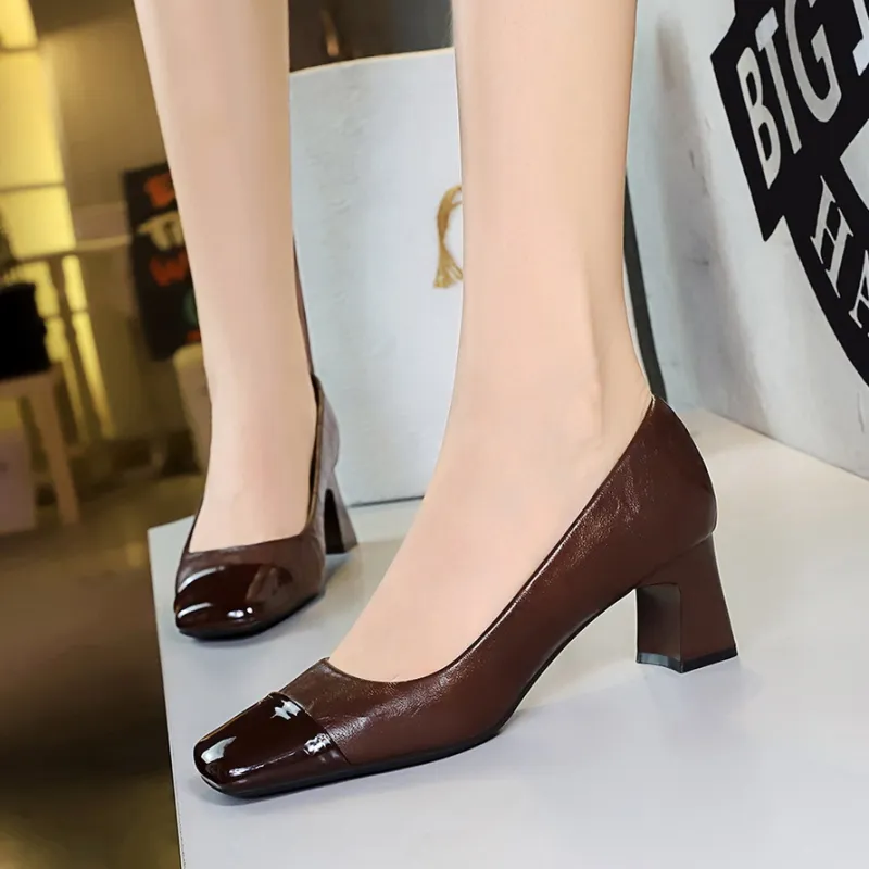 BIGTREE High Heels Women's Dark Brown/Black-1