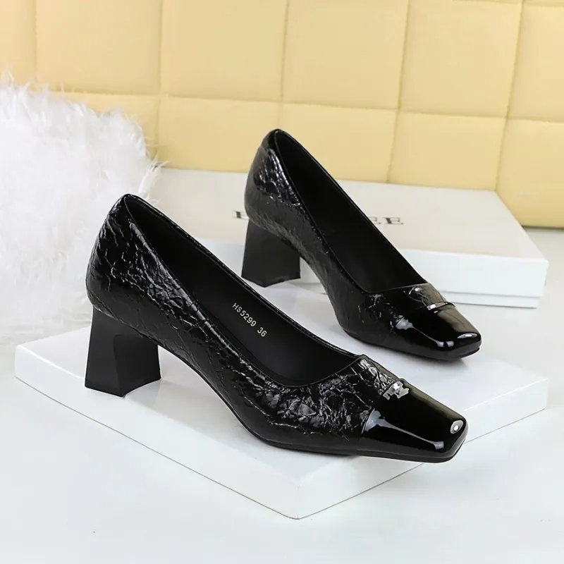 BIGTREE Chunky Heel High Heels Women's-3