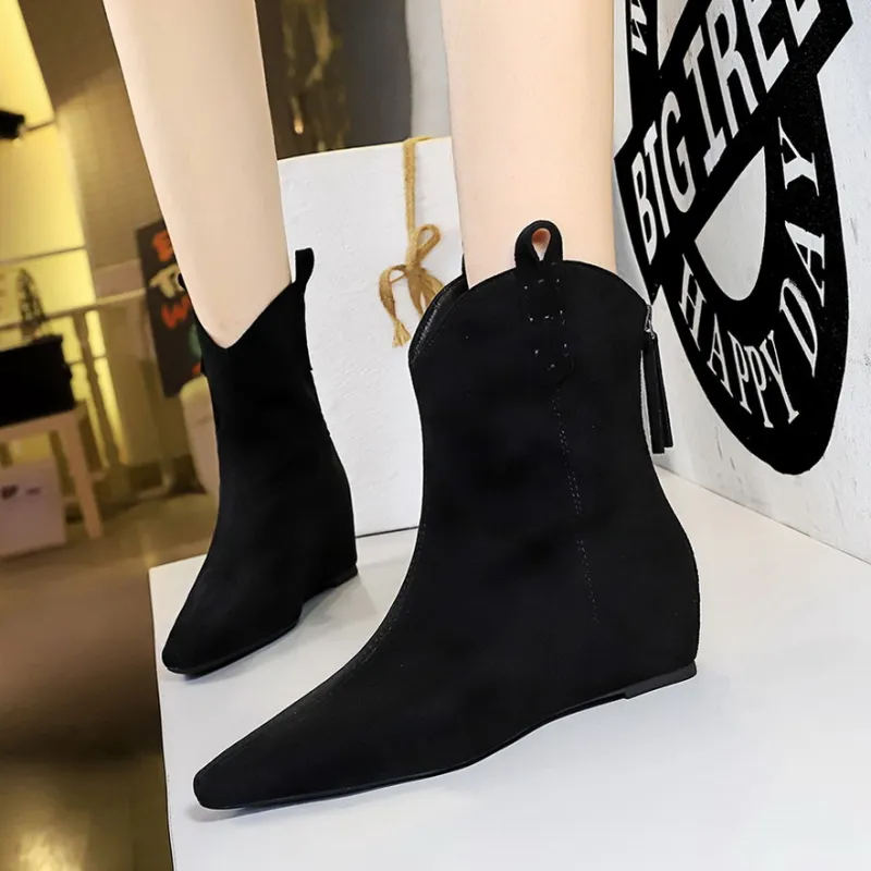 BIGTREE Ankle Boots Women's Dark Brown, Black-5