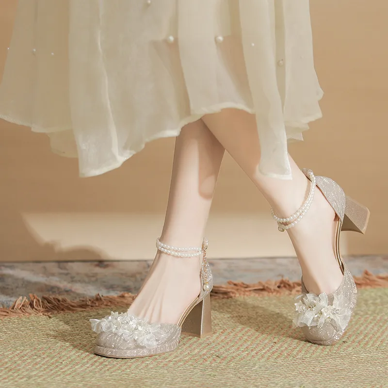 BIGTREE High Heels Women's Silver/Champagne-6