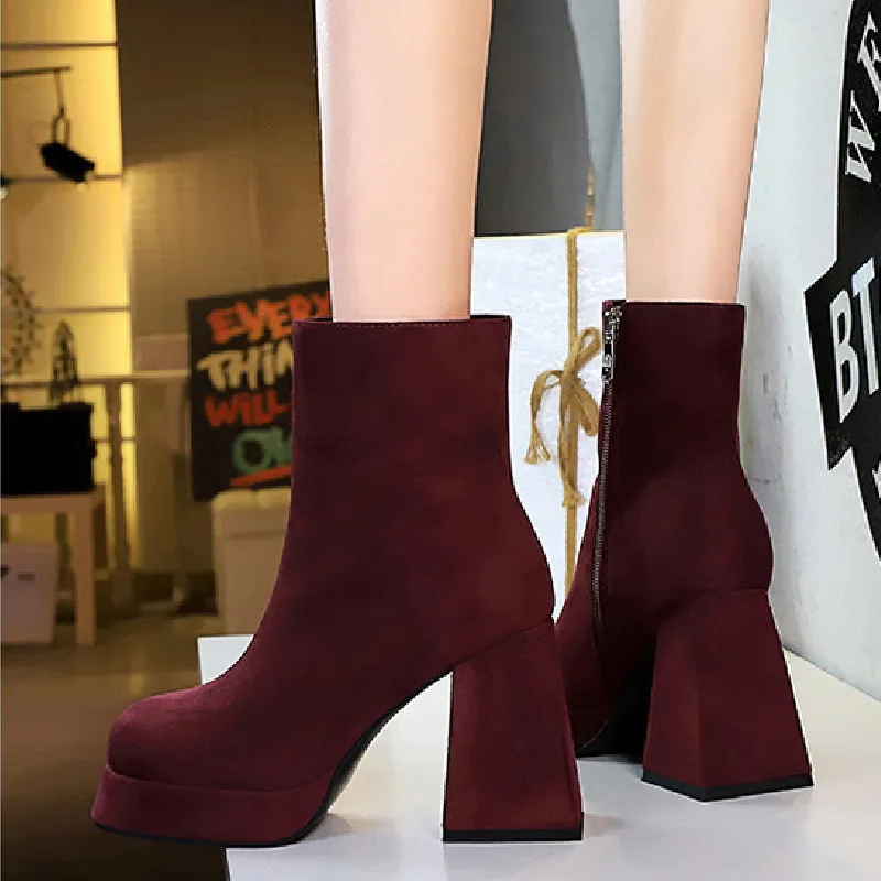 BIGTREE Ankle Boots Women's Ancora Red, Black, Dark Brown-1
