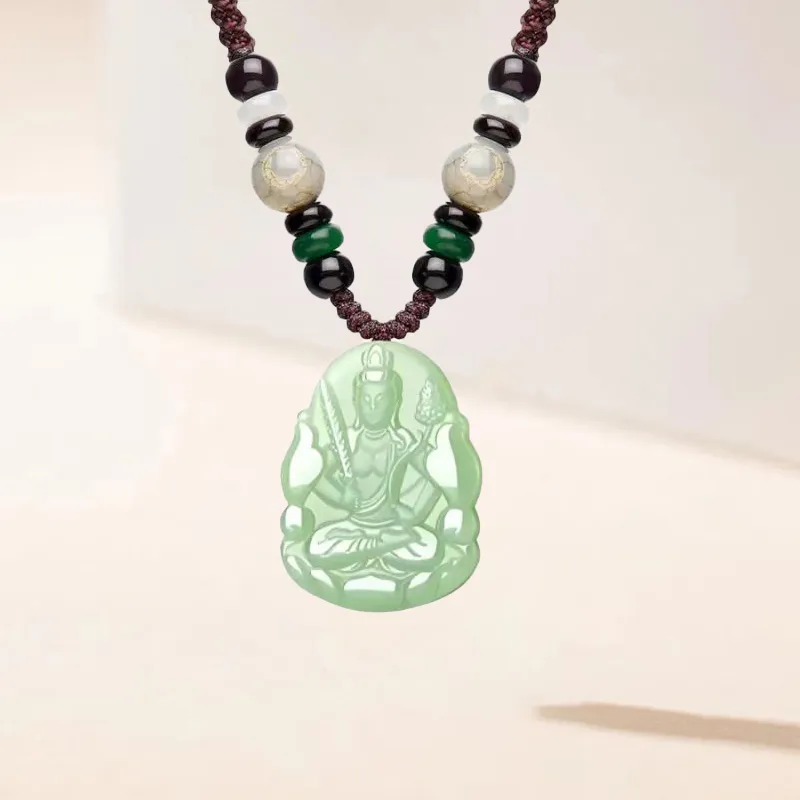 QIANCHANG Necklaces Green Jade Unisex-3