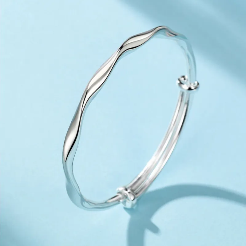 QIANCHANG S999 Fine Silver Bangles Women's-5