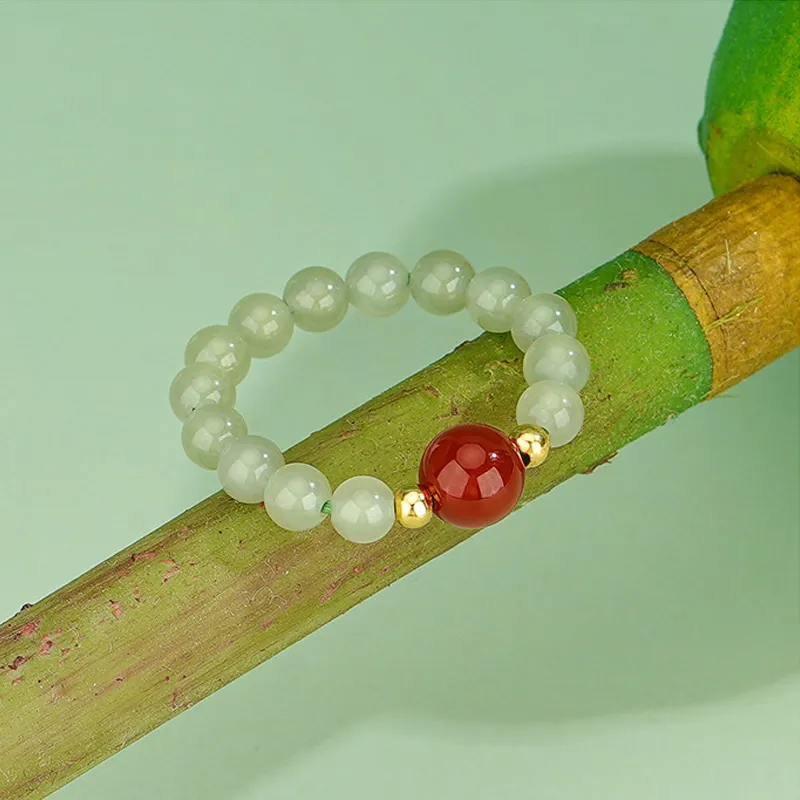 QIANCHANG Hetian Jade Rings White Jade/Pale Greenish White Jade Women's-2