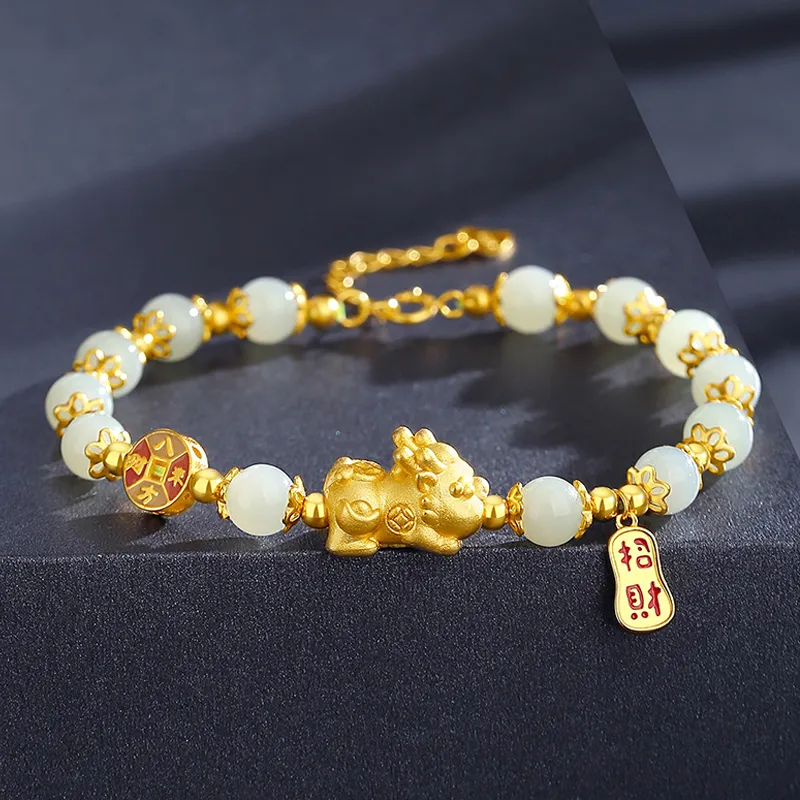 QIANCHANG Hetian Jade Bracelets Pale Greenish White Jade Women's-3