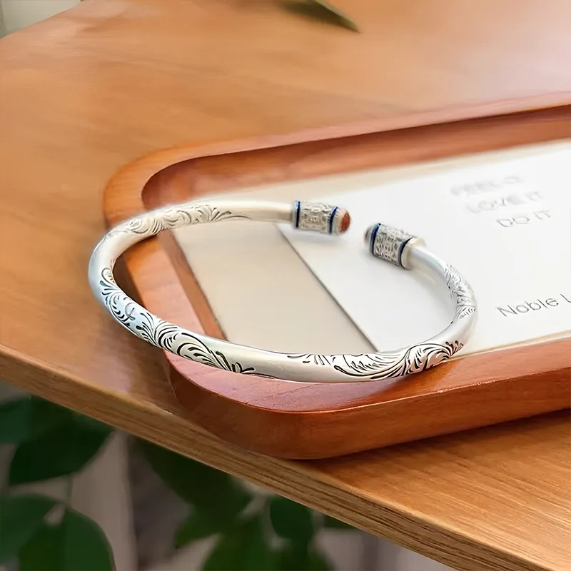QIANCHANG 999 Fine Silver Bangles Women's-3