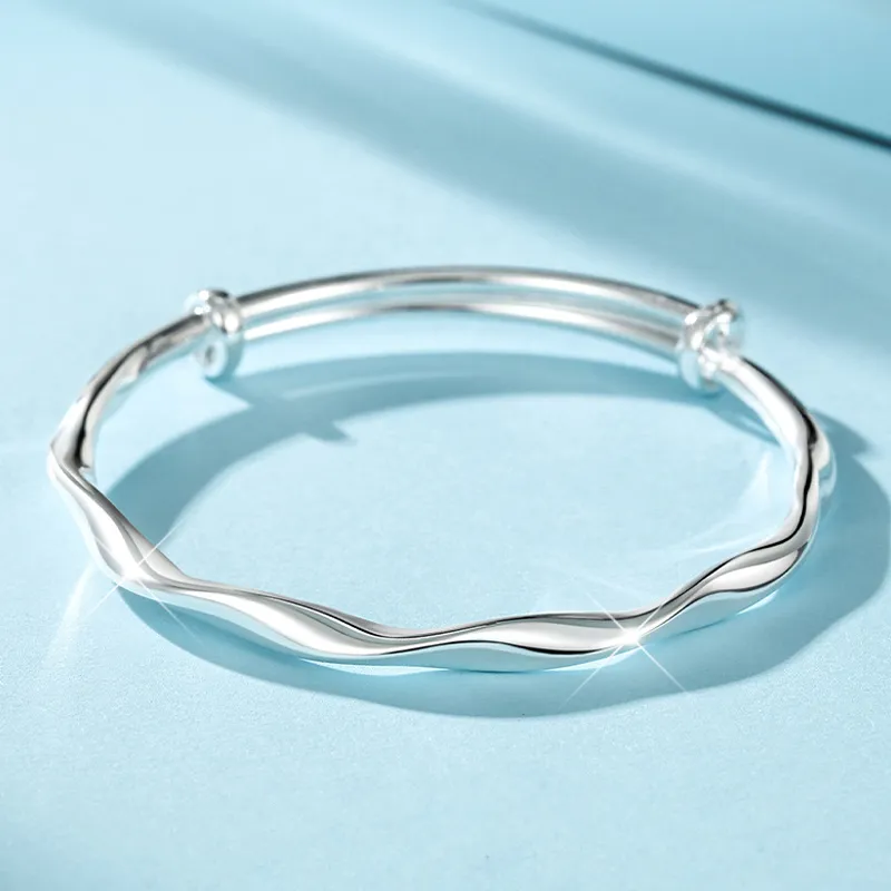 QIANCHANG S999 Fine Silver Bangles Women's-3