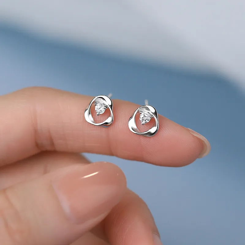 QIANCHANG S999 Fine Silver Stud Earrings Women's-3