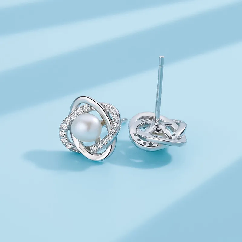 QIANCHANG Freshwater Pearl Stud Earrings Women's-2