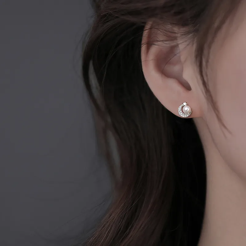QIANCHANG Freshwater Pearl Stud Earrings Women's-1