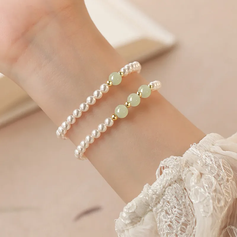 QIANCHANG Bracelets Pale Greenish White Jade Women's-8