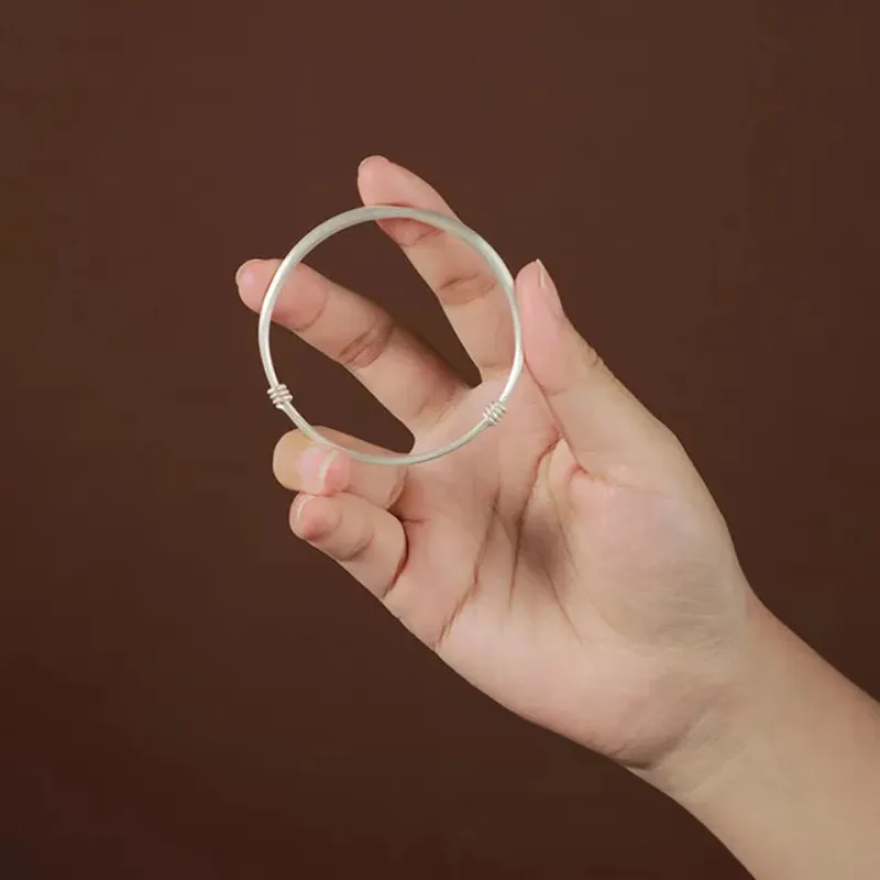QIANCHANG S999 Fine Silver Bangles Women's-6