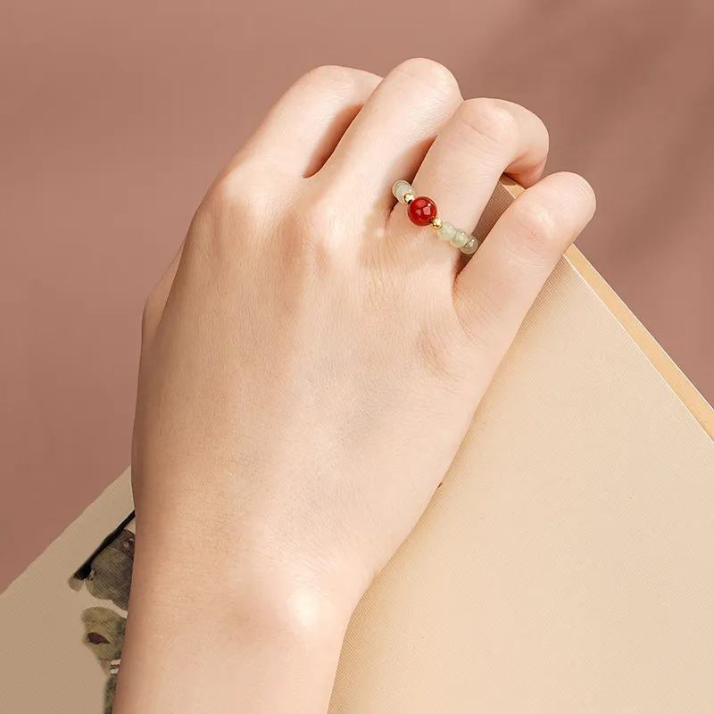 QIANCHANG Hetian Jade Rings White Jade/Pale Greenish White Jade Women's-5
