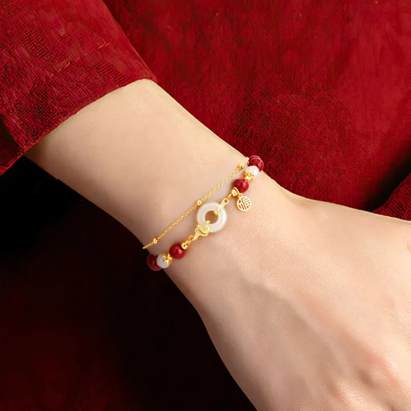 QIANCHANG Hetian Jade Bracelets Pale Greenish White Jade Women's-4