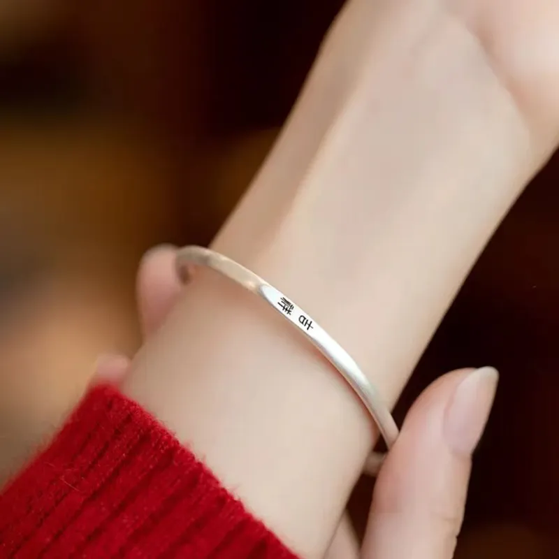 QIANCHANG S999 Fine Silver Bangles Women's-5