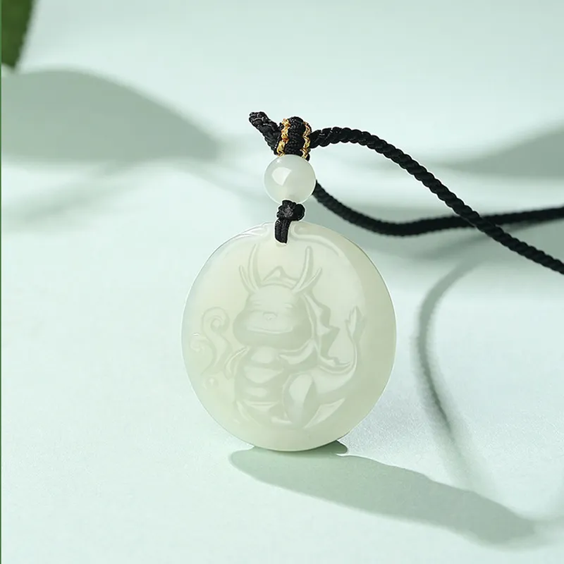 QIANCHANG Hetian Jade Necklaces Pale Greenish White Jade Women's-9