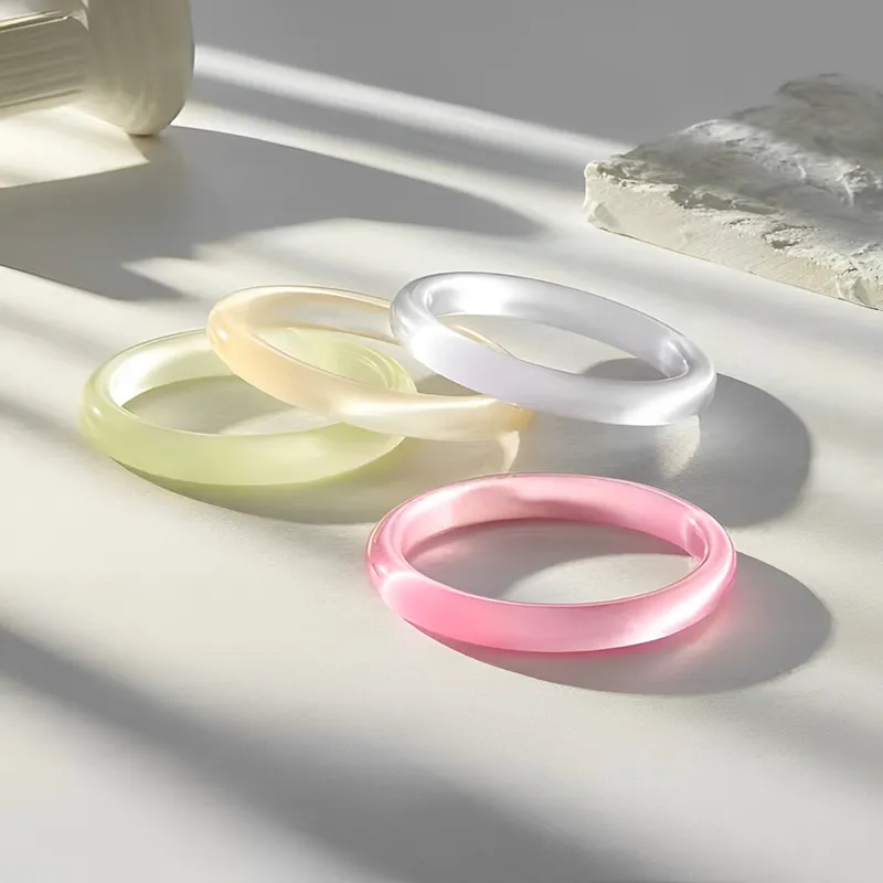 QIANCHANG Glass Cat Eye Bangles Women's-2