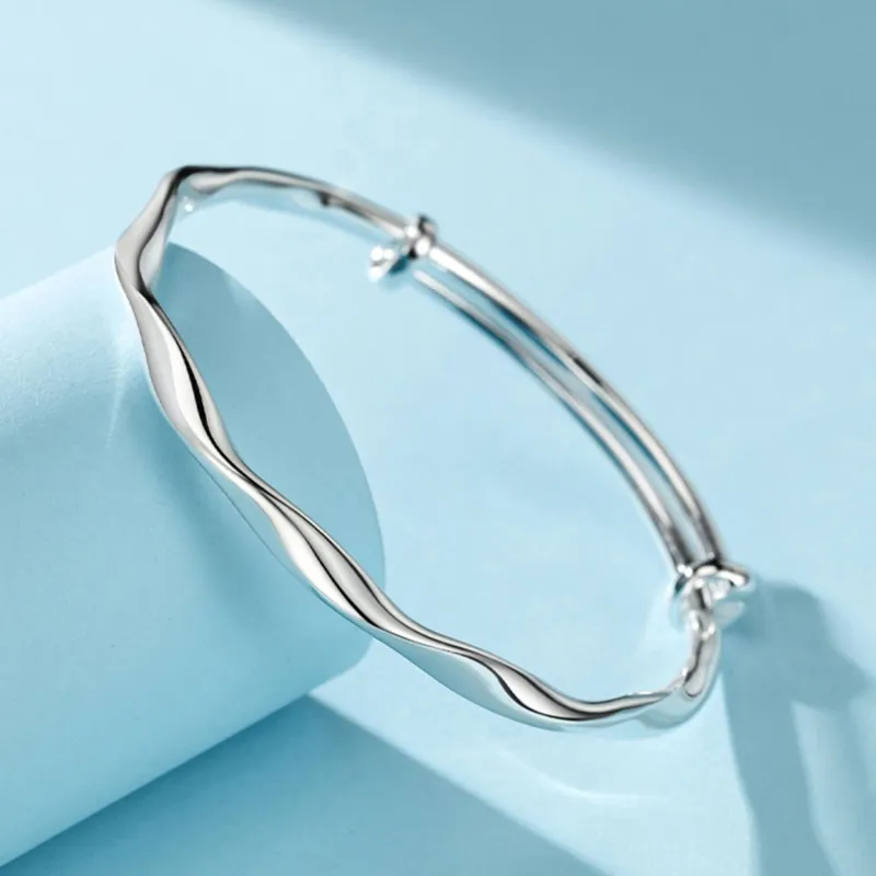 QIANCHANG S999 Fine Silver Bangles Women's-4