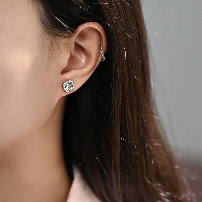 QIANCHANG S999 Fine Silver Stud Earrings Women's-1