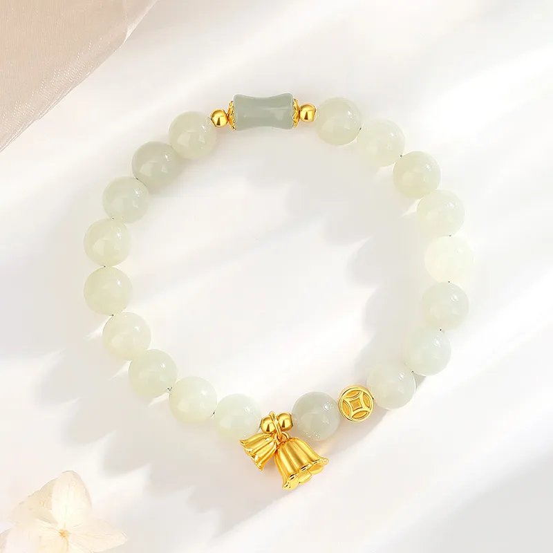 QIANCHANG Hetian Jade Bracelets Pale Greenish White Jade Women's-3