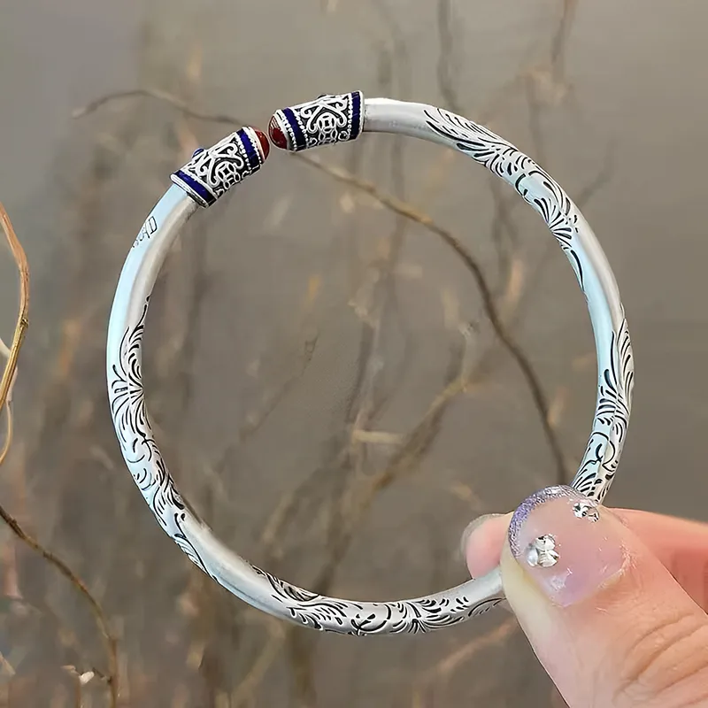 QIANCHANG 999 Fine Silver Bangles Women's-4