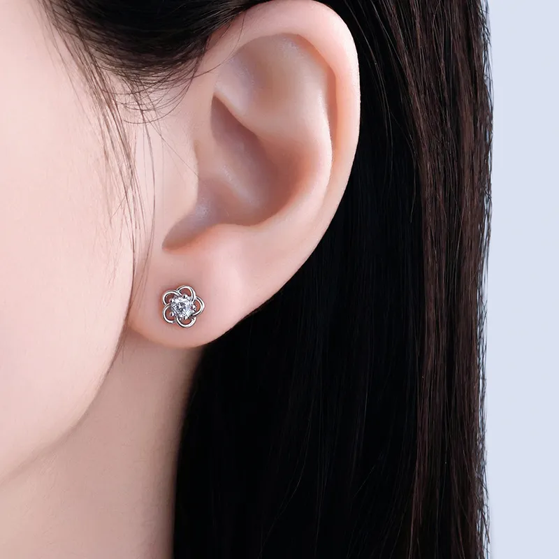QIANCHANG S999 Fine Silver Stud Earrings Women's-1