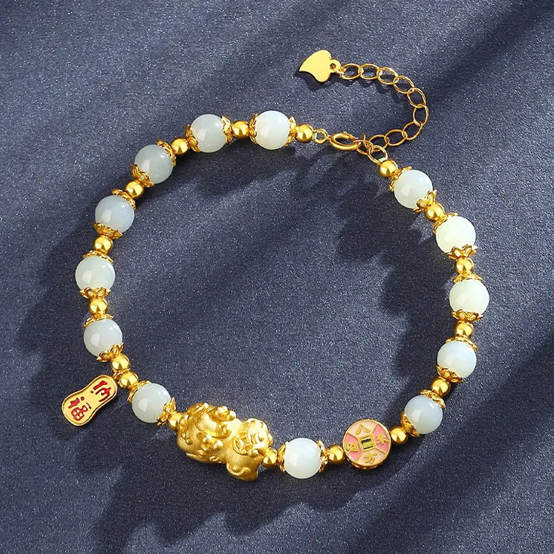 QIANCHANG Hetian Jade Bracelets Pale Greenish White Jade Women's-1