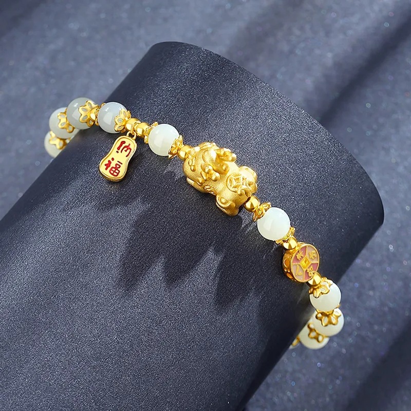 QIANCHANG Hetian Jade Bracelets Pale Greenish White Jade Women's-2