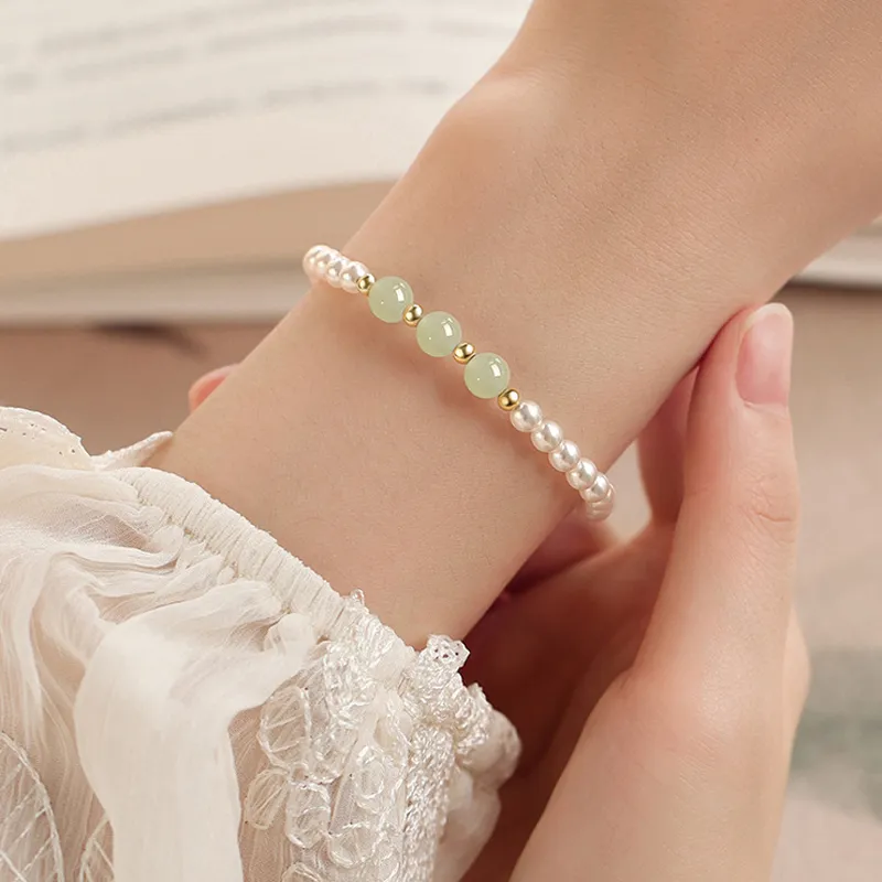 QIANCHANG Bracelets Pale Greenish White Jade Women's-4